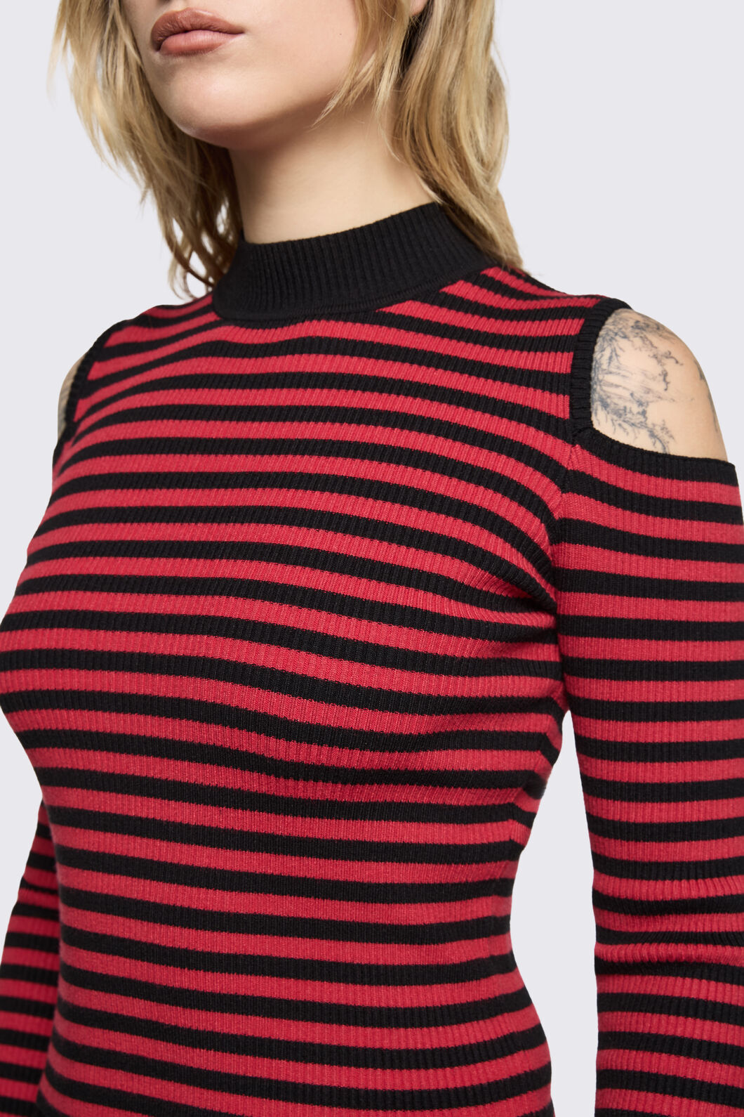 Black Friday - Consume Stripe Knit Top - black-red