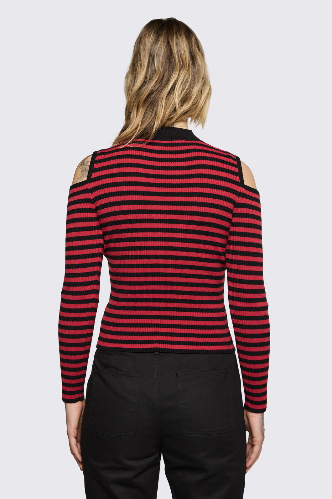 Black Friday - Consume Stripe Knit Top - black-red