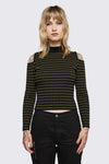 Black Friday - Consume Stripe Knit Top - black-olive