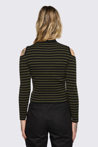 Black Friday - Consume Stripe Knit Top - black-olive