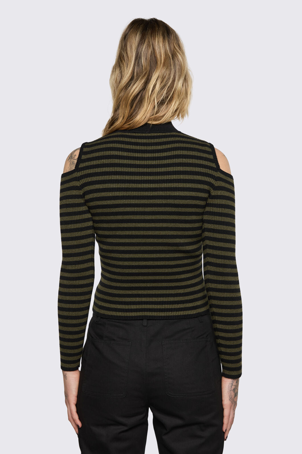 Black Friday - Consume Stripe Knit Top - black-olive