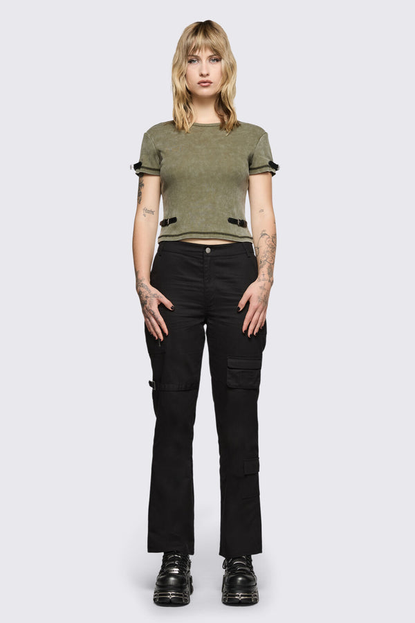 Black Friday - Consume Ribbed Jersey Tee - olive