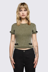 Black Friday - Consume Ribbed Jersey Tee - olive