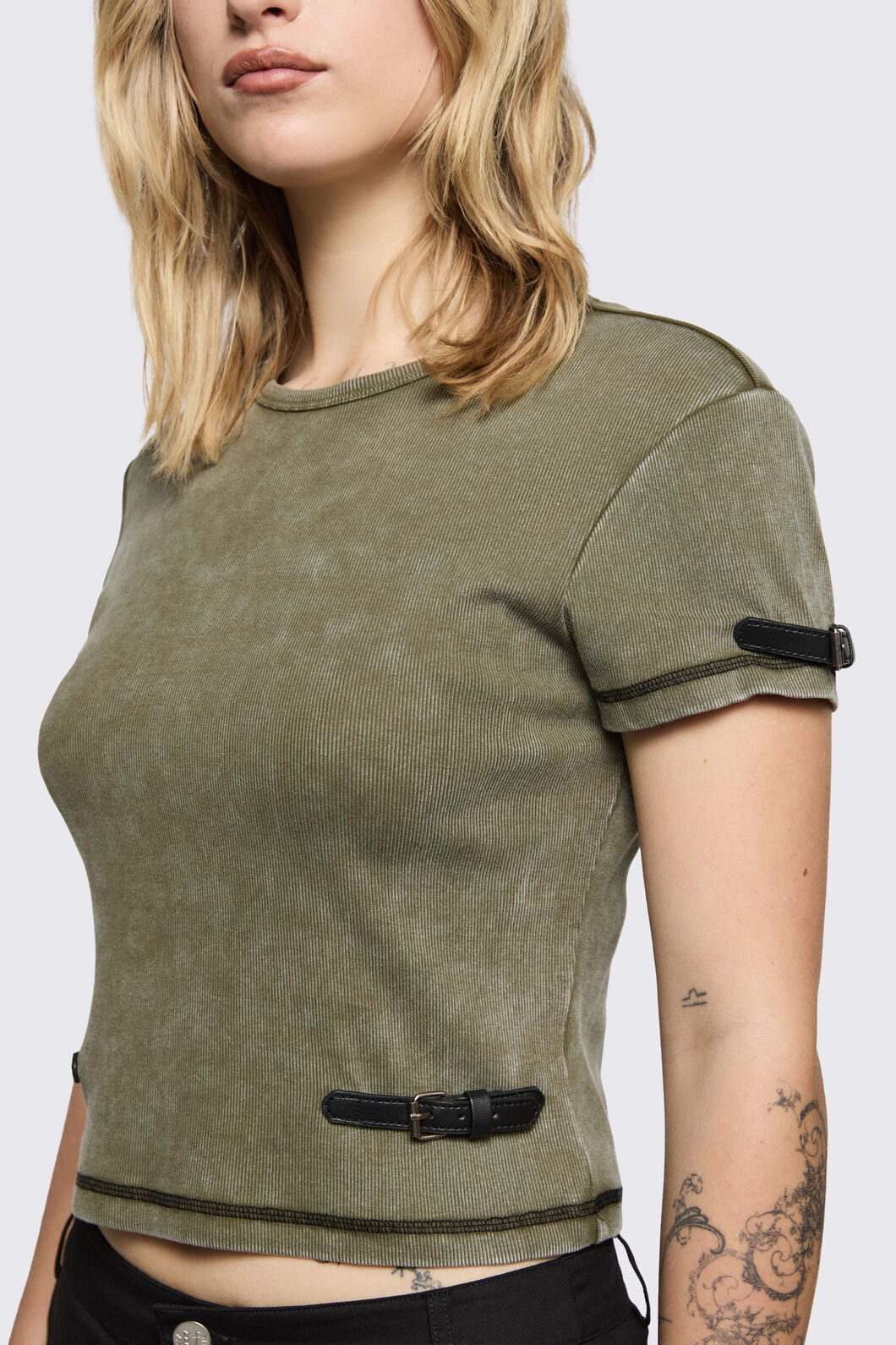 Black Friday - Consume Ribbed Jersey Tee - olive