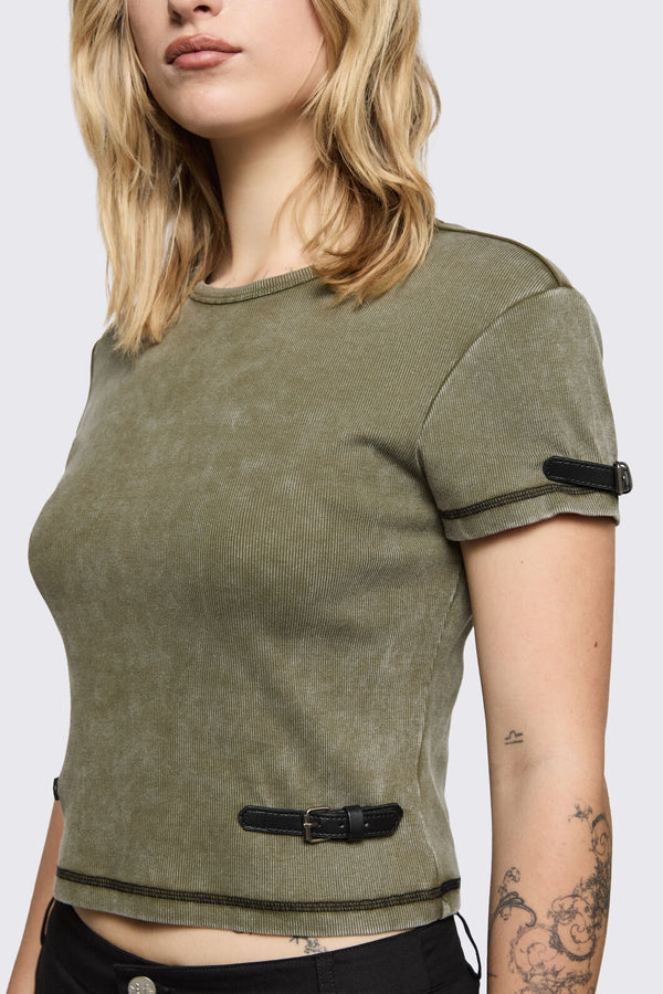 Black Friday - Consume Ribbed Jersey Tee - olive