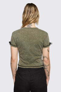Black Friday - Consume Ribbed Jersey Tee - olive