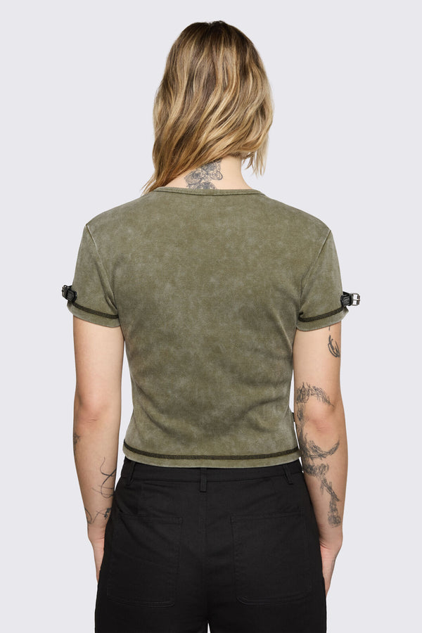 Black Friday - Consume Ribbed Jersey Tee - olive