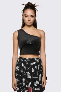 Black Friday - Lance Asymmetric Velour Tank Top - black