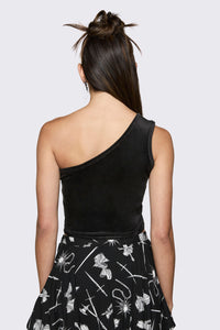 Black Friday - Lance Asymmetric Velour Tank Top - black