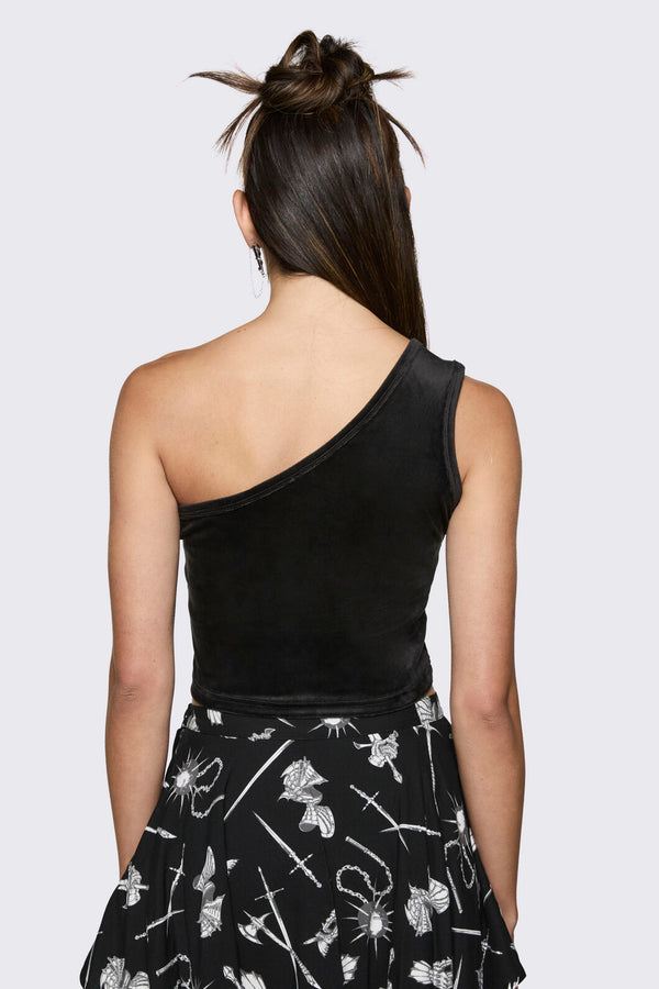 Black Friday - Lance Asymmetric Velour Tank Top - black