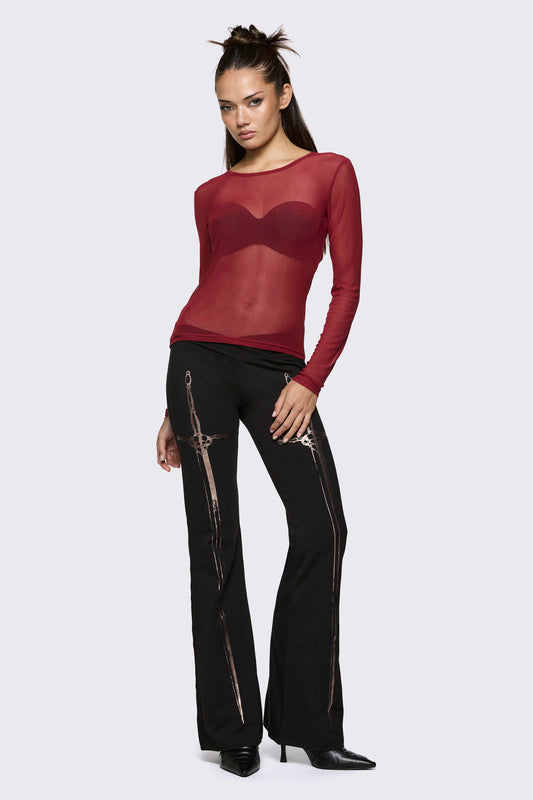 Black Friday - Lance Basic Long Sleeve Mesh Top - red
