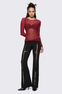 Black Friday - Lance Basic Long Sleeve Mesh Top - red