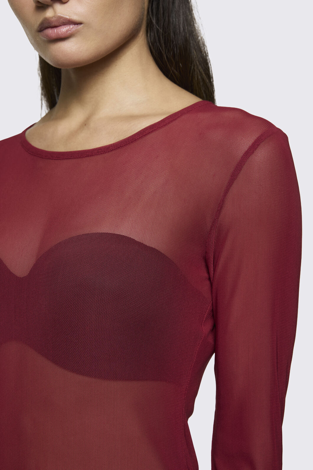 Black Friday - Lance Basic Long Sleeve Mesh Top - red