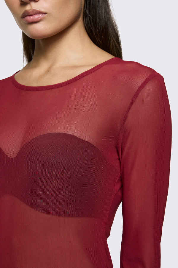 Black Friday - Lance Basic Long Sleeve Mesh Top - red