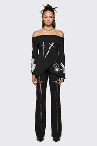 Black Friday - Lance Off-Shoulder Graphic Top - black