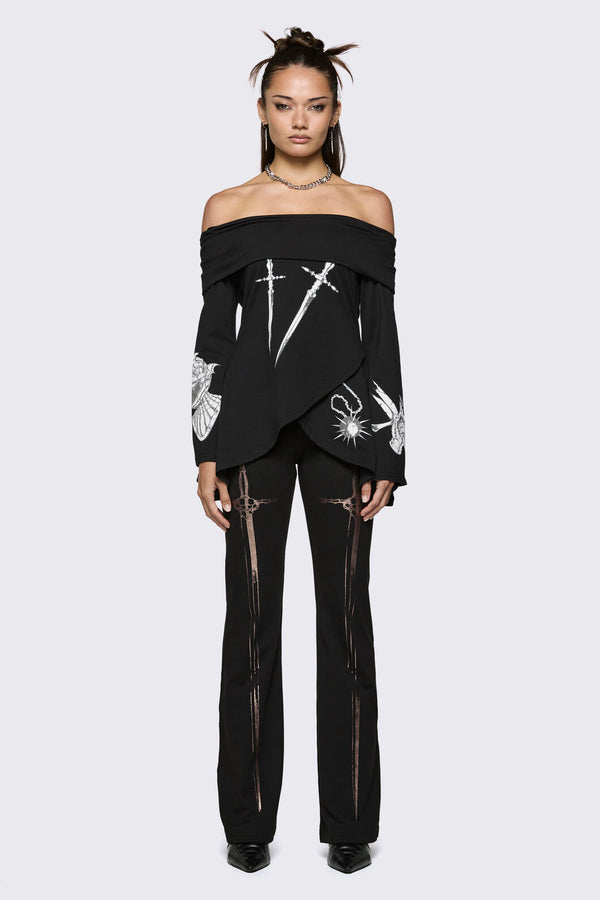 Black Friday - Lance Off-Shoulder Graphic Top - black