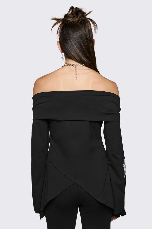 Black Friday - Lance Off-Shoulder Graphic Top - black