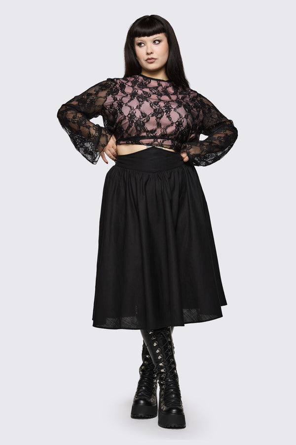 Black Friday - Curve Mythical Goth Yoke Skirt - black
