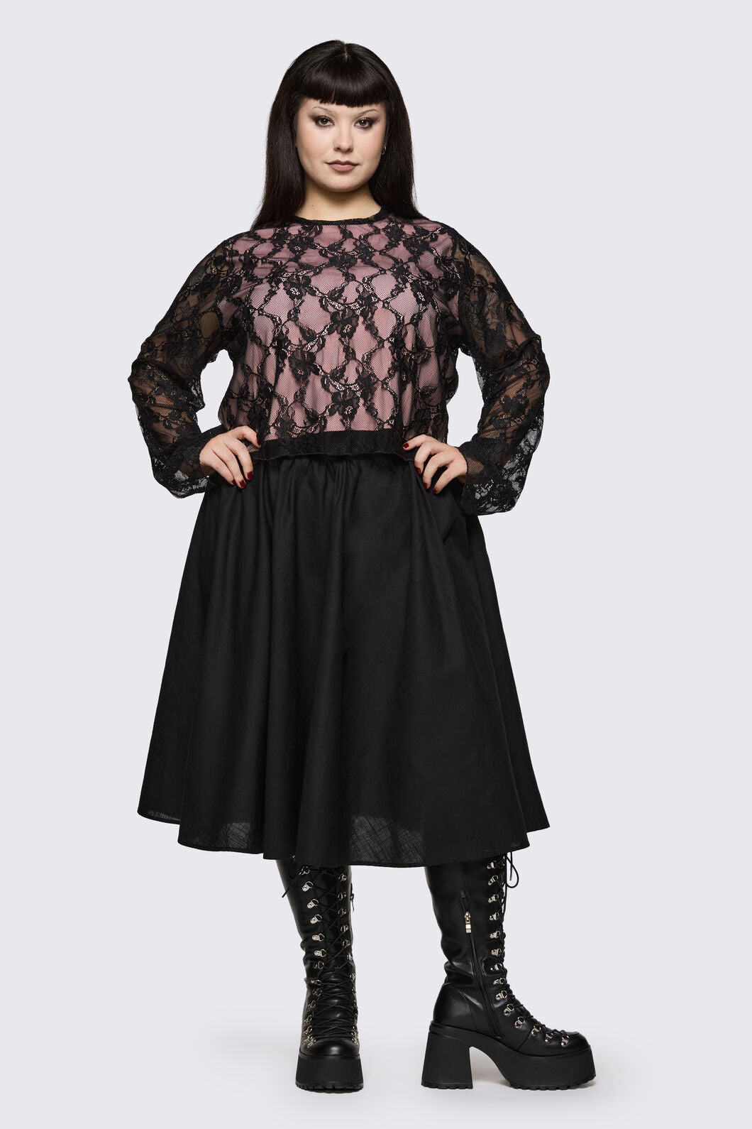 Black Friday - Curve Mythical Goth Yoke Skirt - black