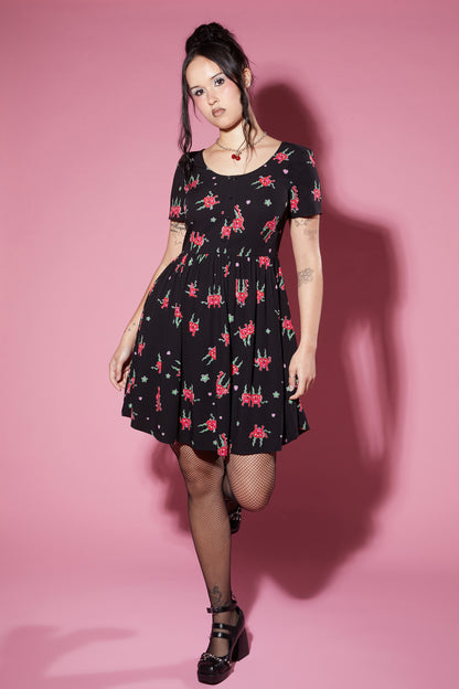 Black Friday - Cheeky Cherries Printed Dress - black