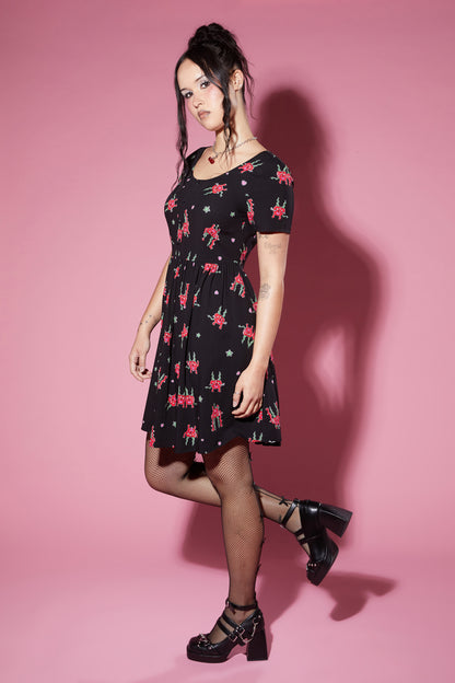 Black Friday - Cheeky Cherries Printed Dress - black