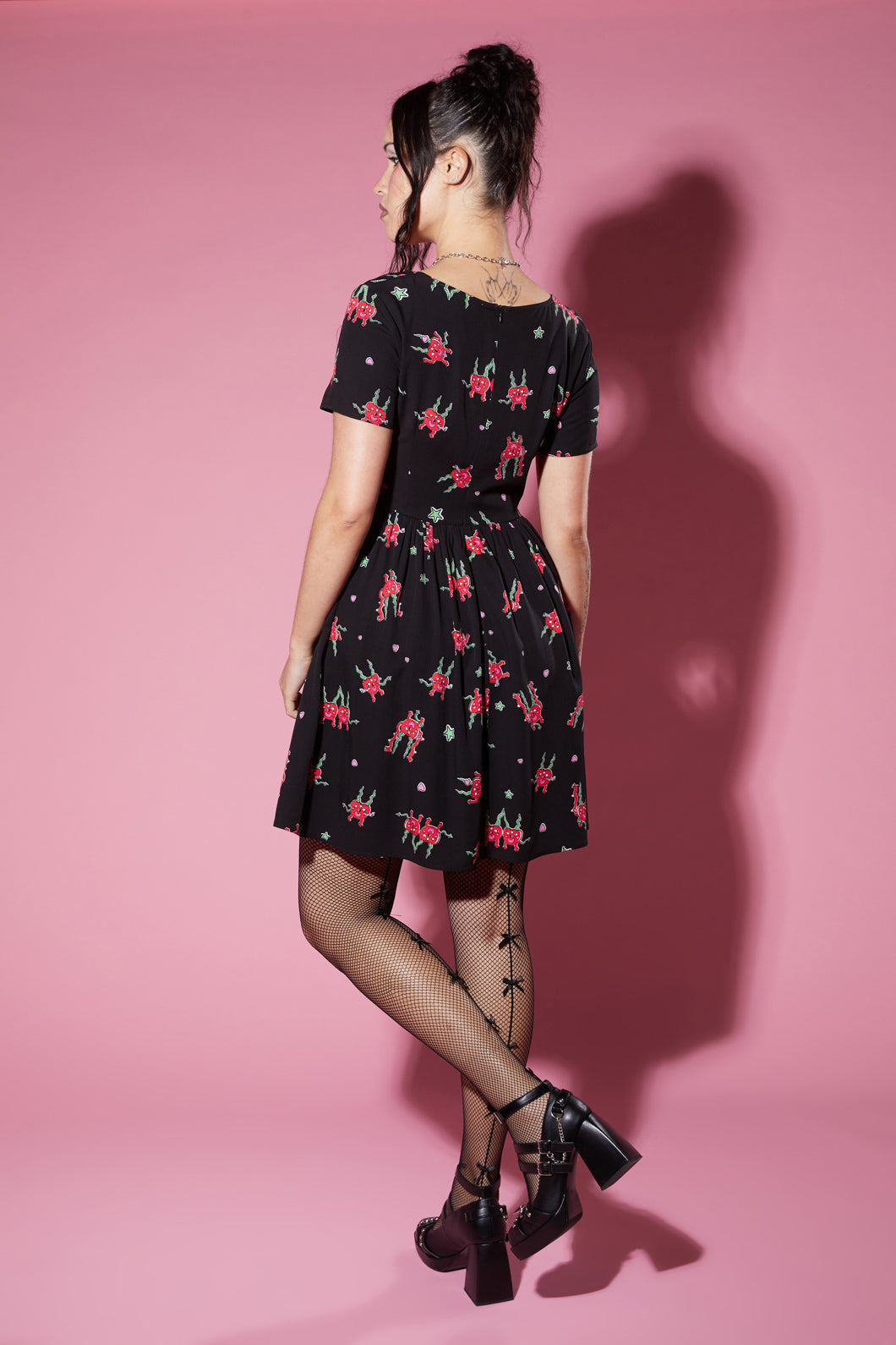 Black Friday - Cheeky Cherries Printed Dress - black
