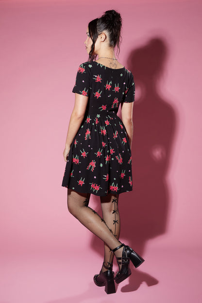 Black Friday - Cheeky Cherries Printed Dress - black