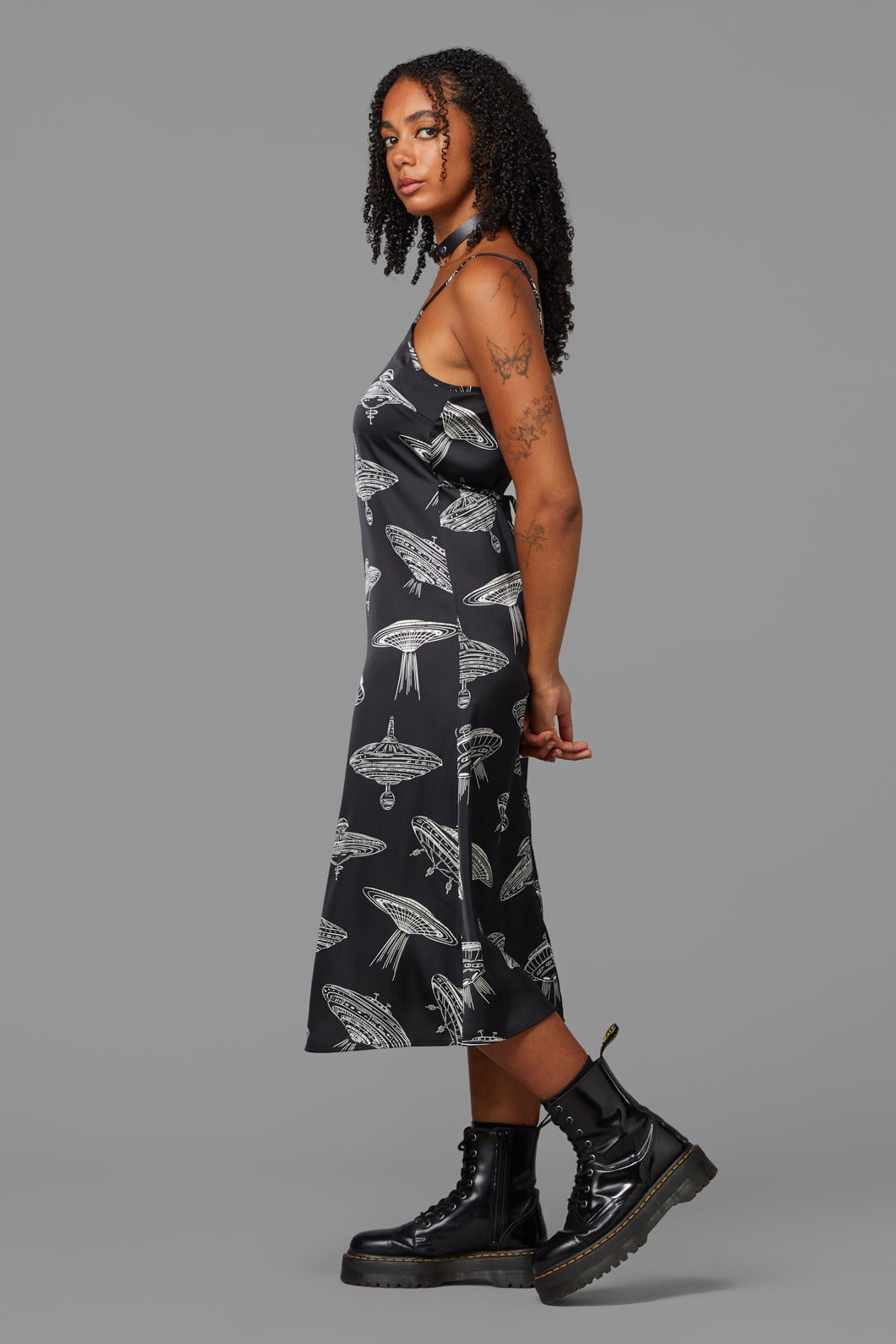Alien Ufo Psychedelic Pattern Print Dress