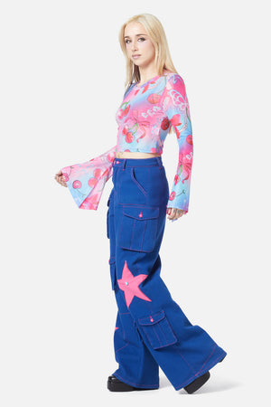 Black Friday - Sour Cherry Flared Mesh Top - multi