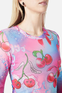 Black Friday - Sour Cherry Flared Mesh Top - multi