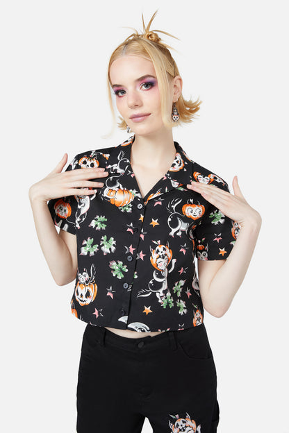 Black Friday - Pumpkin Patch Kitty Blouse - black