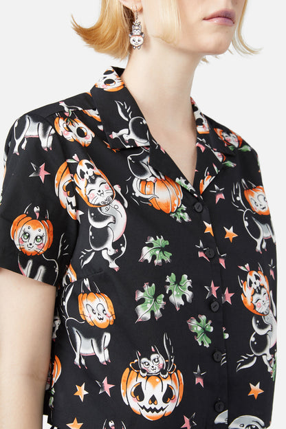 Black Friday - Pumpkin Patch Kitty Blouse - black