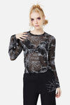Black Friday - Entangled Flocked Mesh Top - black