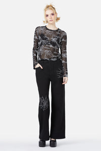 Black Friday - Entangled Flocked Mesh Top - black
