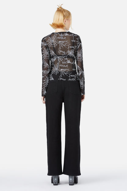 Black Friday - Entangled Flocked Mesh Top - black