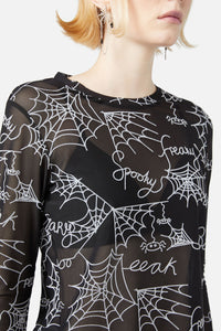 Black Friday - Entangled Flocked Mesh Top - black