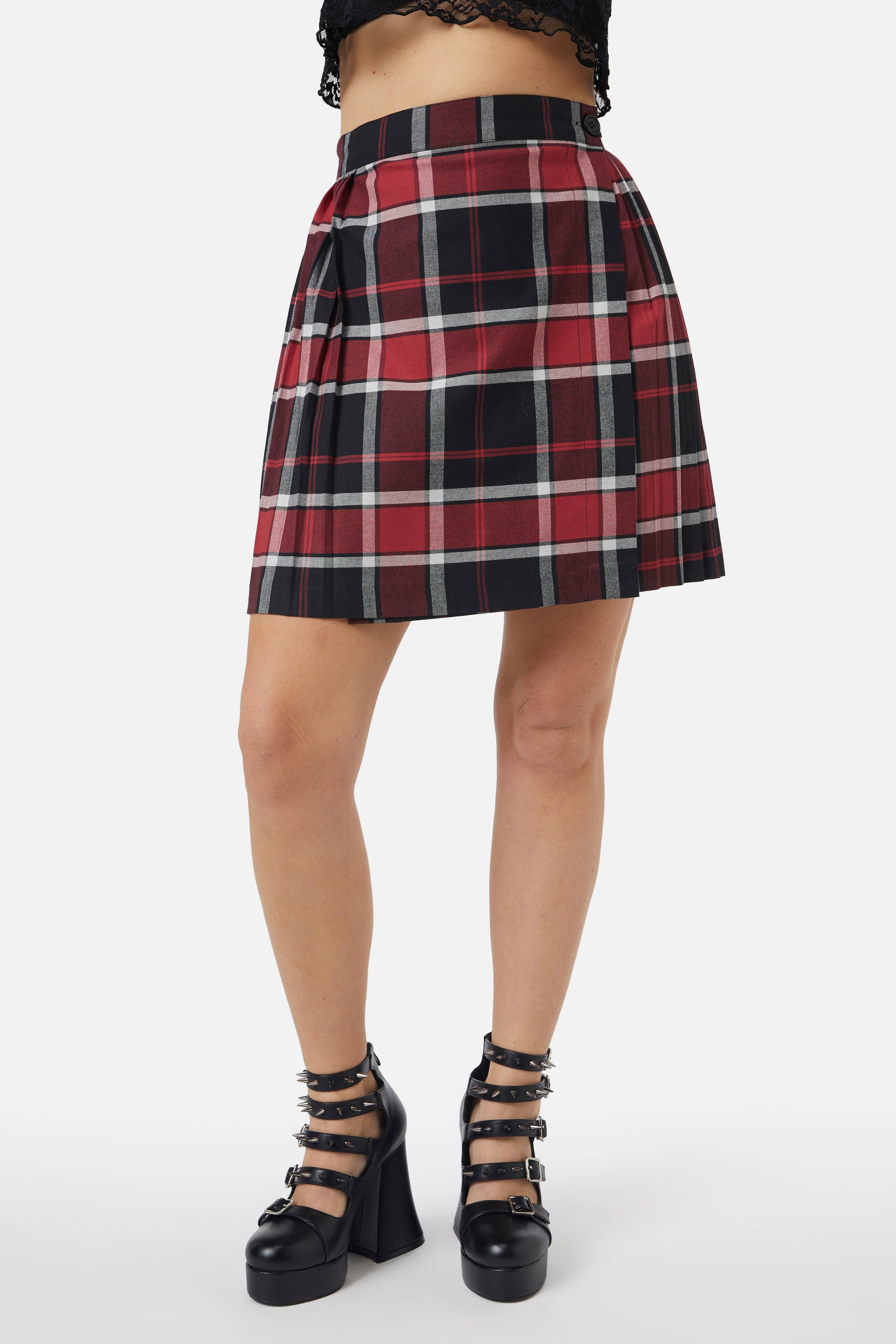 Black Friday - Ursula Pleated Skirt - black-red