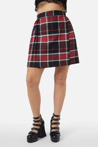 Black Friday - Ursula Pleated Skirt - black-red
