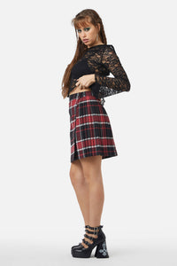 Black Friday - Ursula Pleated Skirt - black-red