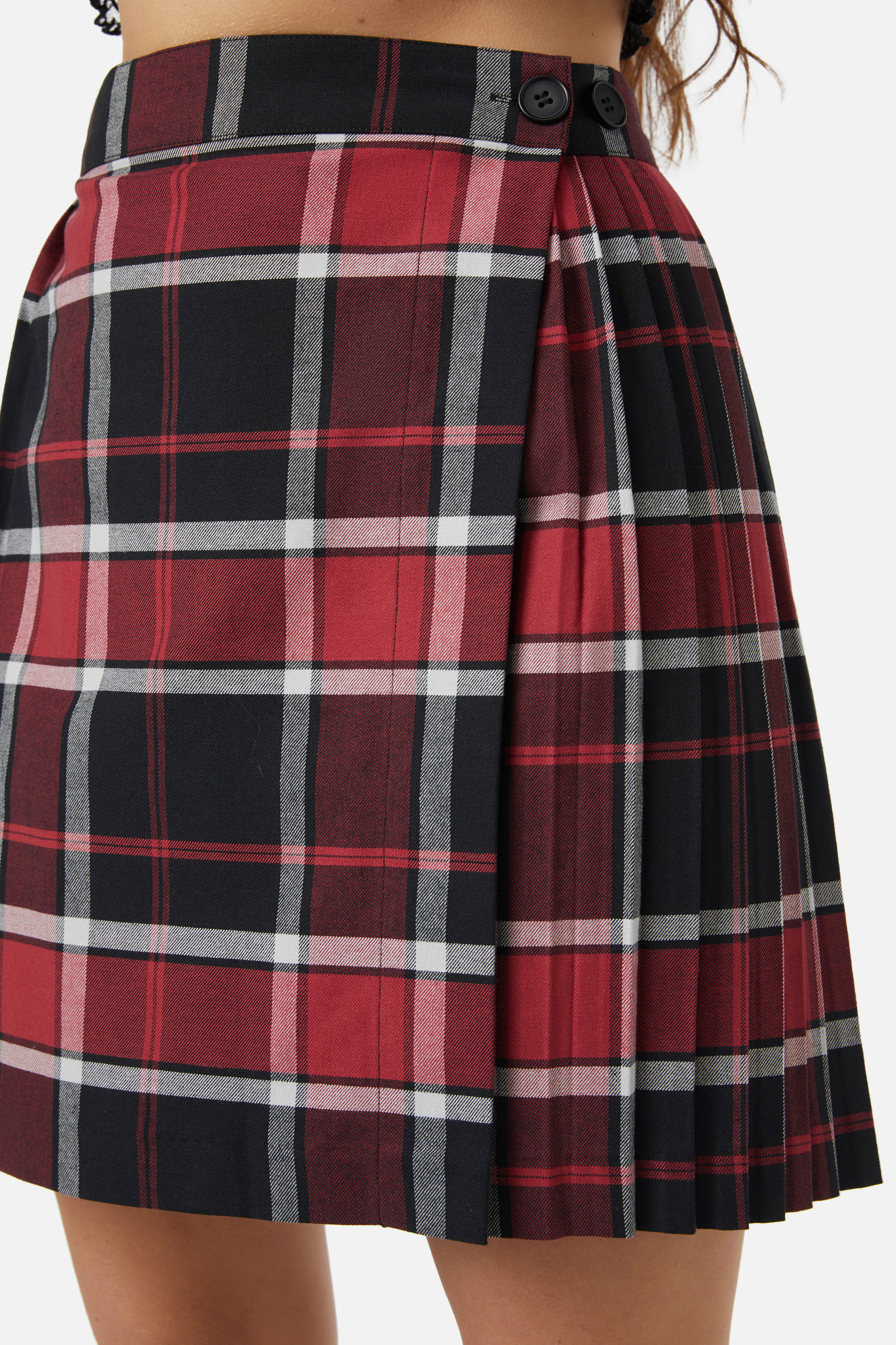 Black Friday - Ursula Pleated Skirt - black-red
