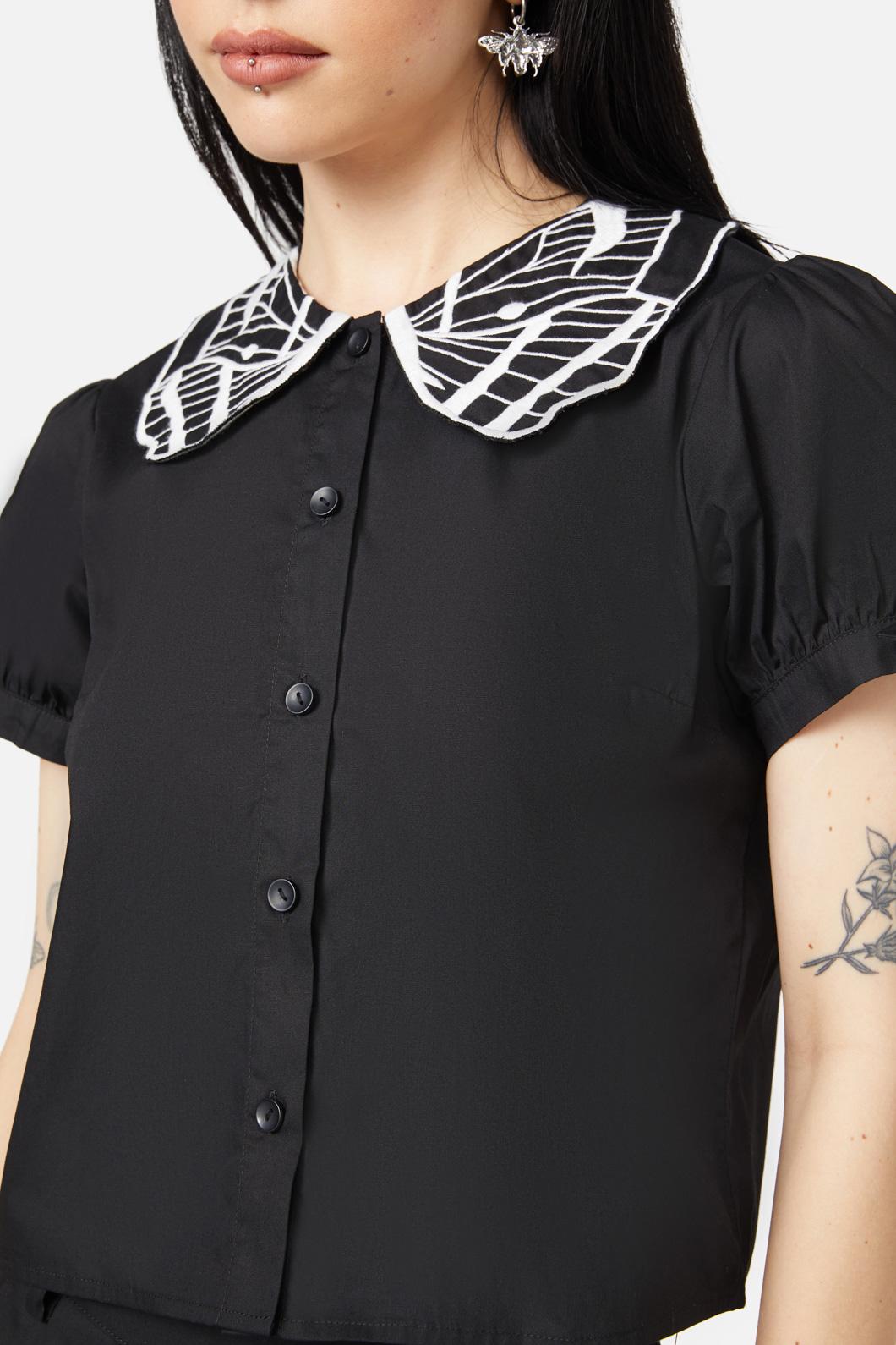Black Friday - Moth Wing Collar Blouse - black