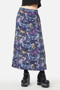 Black Friday - Lunar Moth Print Maxi Skirt - navy