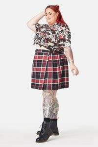 Black Friday - Curve Ursula Pleated Skirt - black-red