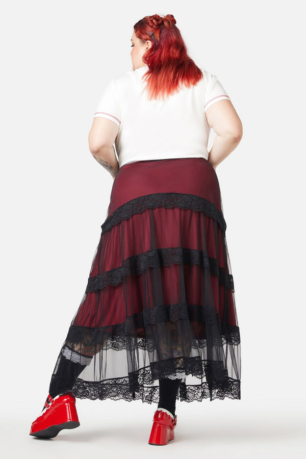 Black Friday - Lock Picker Mesh Lace Skirt - red