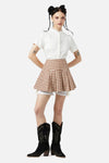 Black Friday - Saloon Gingham Skort - cream-brown