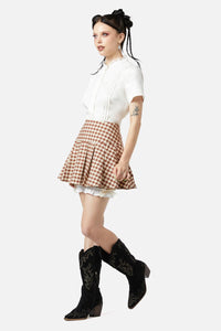 Black Friday - Saloon Gingham Skort - cream-brown