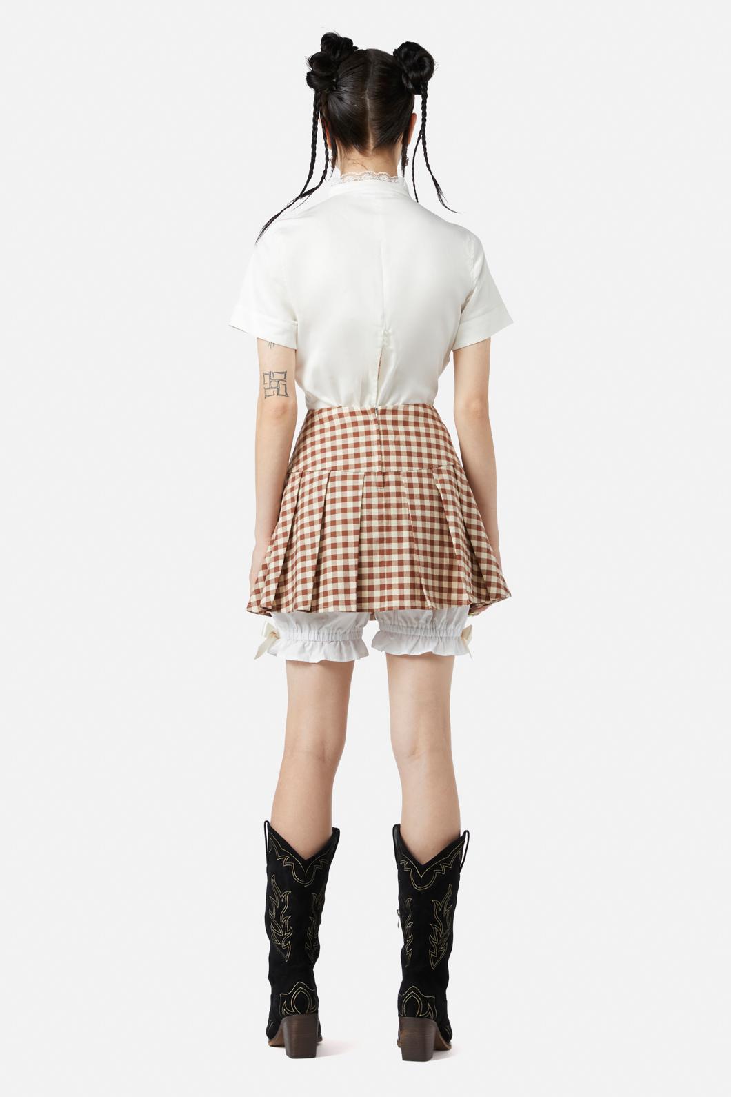 Black Friday - Saloon Gingham Skort - cream-brown