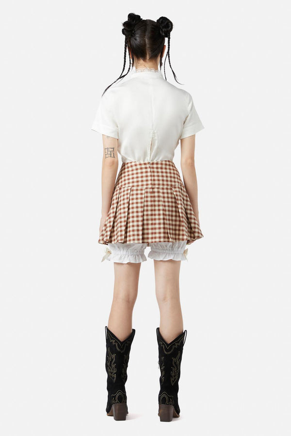 Black Friday - Saloon Gingham Skort - cream-brown