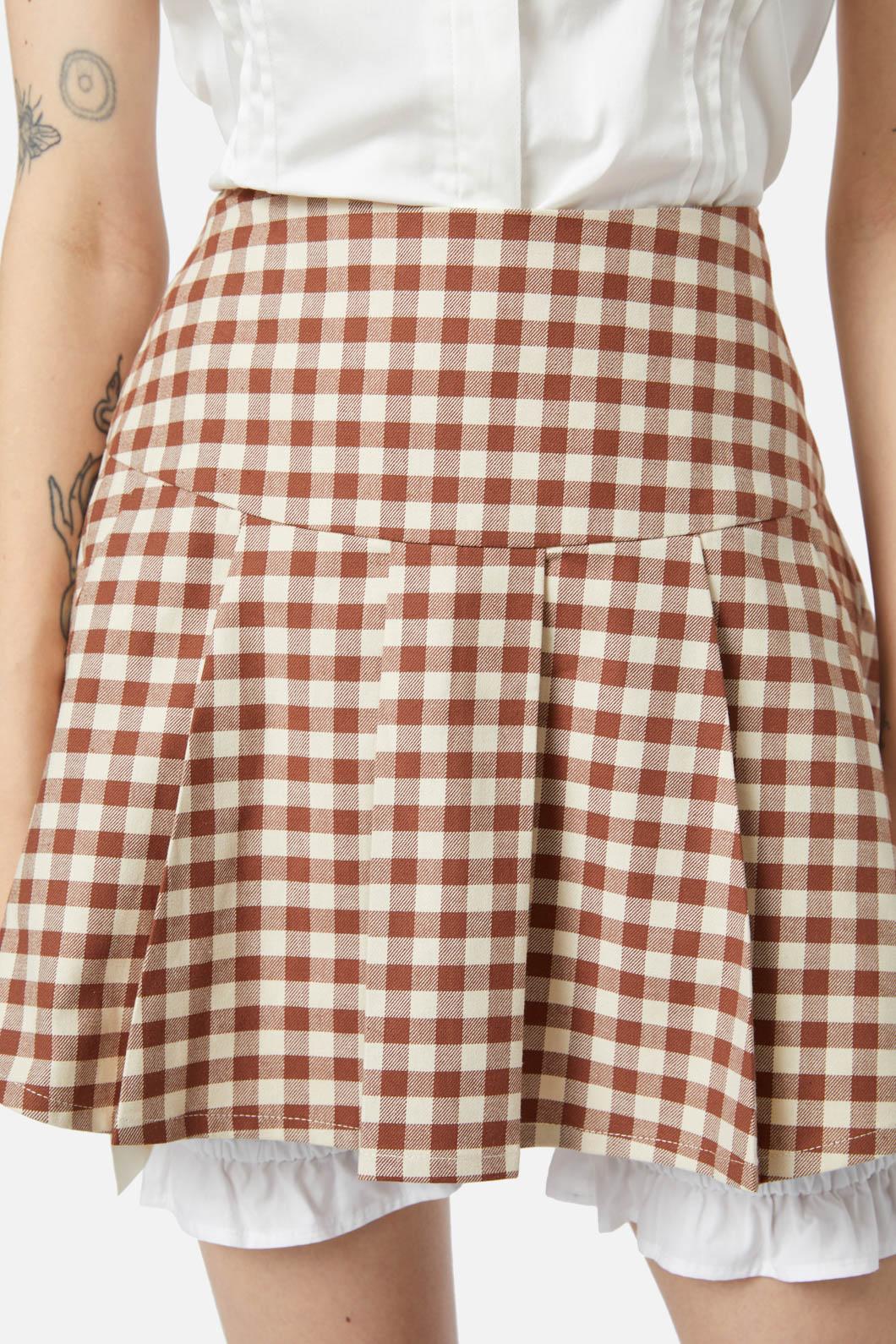 Black Friday - Saloon Gingham Skort - cream-brown