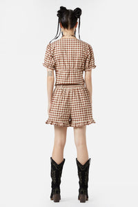 Black Friday - Saloon Gingham Shorts - cream-brown